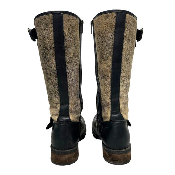 UGG Chancery Shearling‎ Equestrian Riding Boots Tall Buckle Brown Black 6.5 - Picture 3 of 9